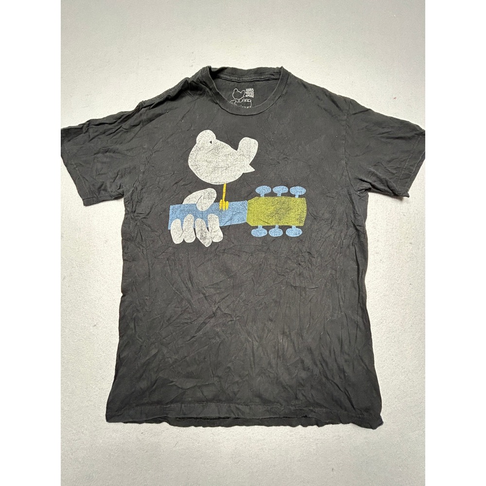 Woodstock T-Shirt 100% Cotton Black Graphic M Mens